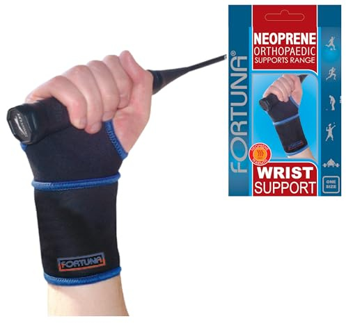 Fortuna Neoprene Wrist Support Brace – Universal Adjustable Strap for Left or Right Hand – Carpal Tunnel Support, Sprained Wrist, Tendonitis & Arthritis Pain Relief