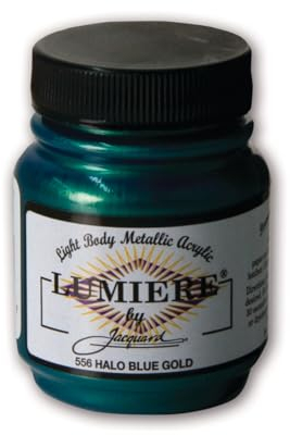 Jacquard Products 2.25 oz Lumiere Metallic Acrylic Paint, Halo Blue Gold
