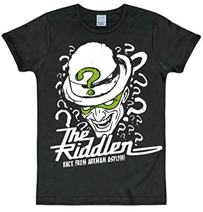 Logoshirt® DC I Batman I Riddler I T-Shirt Print I Damen & Herren I kurzärmlig I schwarz I Lizenziertes Originaldesign I Größe XL