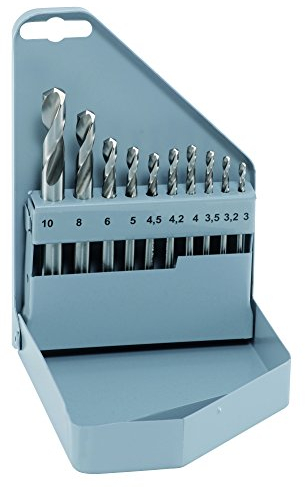 ALPEN Spiralbohrer HSS PZ-Cobalt 10-teilig (ø 3-10 mm, Bohrer extra kurz, mit Metallkassette, selbstzentrierend durch Spezialanschliff, kobaltlegiert, für zähe / harte Werkstoffe) 100910100