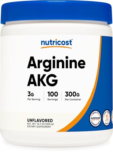 Nutricost Arginine AKG Powder 300 Grams (AAKG) - 3G Per Serving & 100 Servings - Pure Arginine Alpha Ketoglutarate