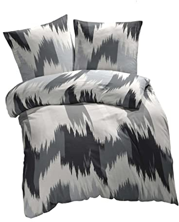 ETÉREA Microfaser Bettwäsche 155x200cm + 80x80cm - Ganzjahresbettwäsche Bettbezug Lex - Bettwäsche-Set mit Kissen 155x200cm Bettbezug + 80x80cm Kissenbezug Microfaser - OEKOTEX Made in Green - Schwarz