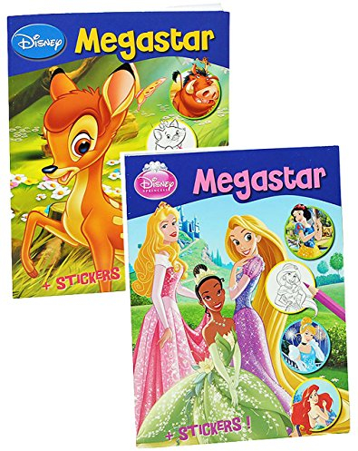 alles-meine.de GmbH 1 Stück: Dickes Malbuch A4 mit 25 Sticker - 128 Seiten - für Mädchen - große Malvorlagen - Cars - Princess - Tiere - Bambi - König der Löwen - Mickey Mouse u...