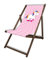 MultiBrands® Liegestuhl, Holz, ohne Armlehne, mit dunkler Lasur, klappbar, Einhorn rosa