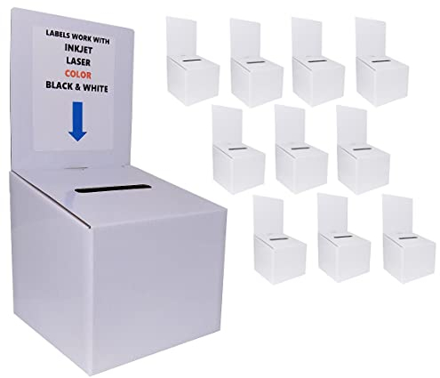 Wahlurnen aus Wellpappe, nicht fadenscheinigen Karton, 15,2 x 15,2 x 15,2 cm, glänzend, weiß, mit Blanko-Etiketten, 10 Stück