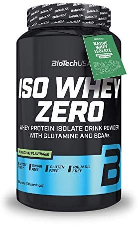BioTechUSA Iso Whey Zero | Premium Whey Protein Isolate | Grass-Fed | Enzyme-Free | Sugar- and Gluten-free, 908 g, Pistacchio