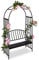 BAKAJI Panchina 2 Posti con Arco da Giardino per Piante Rampicanti in Metallo, Pergolato Griglia per Rose e Piante Colore Nero, (115 x 50 x 205 cm)