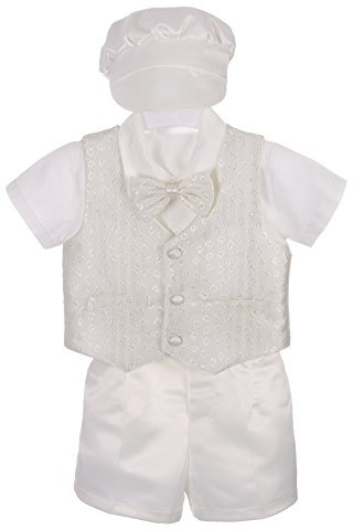 Lito Angels - Abito da Battesimo per Bimbo, Completo Battesimo con Papillon e Cappello (Avorio, Manica Corta) Taglia 6 Mesi