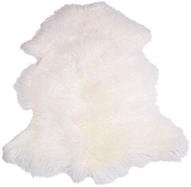 Naturasan Tibet-Lammfell Schaffell, lockige Spitzenqualität, seidig weiches Tibetlamm Dekofell, Teppich, Vorleger (Naturweiß/Ivory)