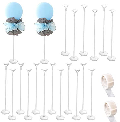 Kit di supporto per palloncini riutilizzabile per palloncini con chiusura a palloncino bastone per palloncini da tavolo con set di espositori con tazza e base per feste di compleanno (20 pezzi)