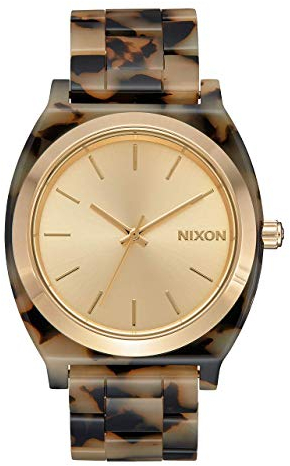 Nixon Time Teller Acetate Damenuhr Analog Quarz mit Acetat Armband Cream Tortoise