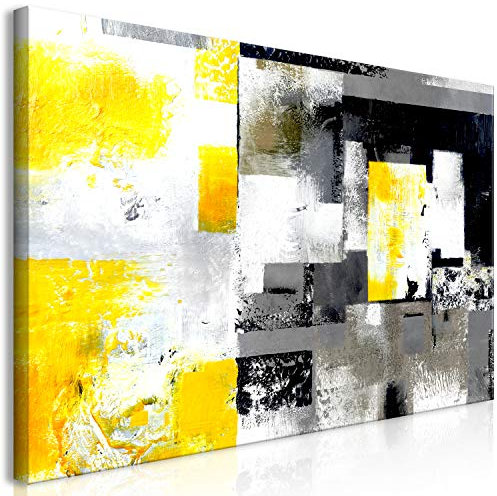 murando Wandbild Mega XXXL Abstrakt Einteiliger XXL-Format Kunstdruck zur Selbstmontage Leinwandbilder moderne Bilder DIY Wanddekoration Wohnung Deko grau gelb a-A-0433-ak-e