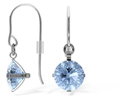 TIABELLE – Ohrhänger ENYA aus Titan mit funkelnden Swarovski® Zirconias – Silberfarbene Ohrringe hängend für Damen – allergenfrei & hautverträglich – Handmade in Germany (8,8mm ø | Light Blue)