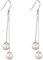 Sterling Silver Freshwater Pearl Threader Dangle Drop Earrings Long Chain Hook Earring for Women Girls