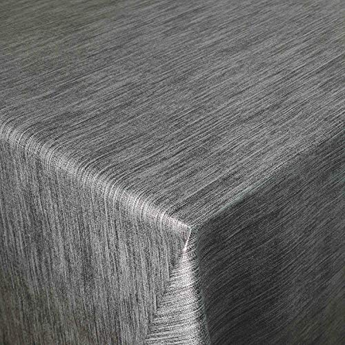 Wachstuch Wachstischdecke Tischdecke Gartentischdecke Leinen Prägung Grau Anthrazit Eckig 100 x 140 cm abwaschbar gefaltet