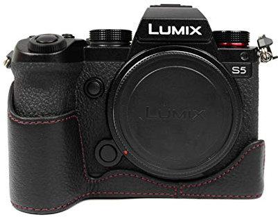 MUZIRI KINOKOO Custodia Protettiva Compatibile con Panasonic Lumix DC-S5/S5 II /S5 Mark II Fotocamera - Bottom Custodia in Pelle Genuino - Nero