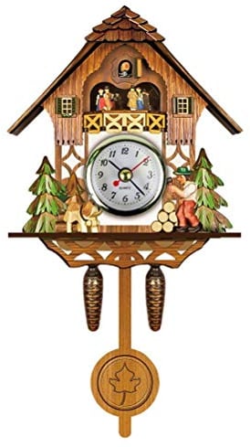 Hidyliu Kuckucksuhr mit Kuckuck Vogel Holz Antik Kuckuck Glockenspiel Vogelhaus Wanduhr Hängende Auto Swing Glocke Pendel Wohnkultur