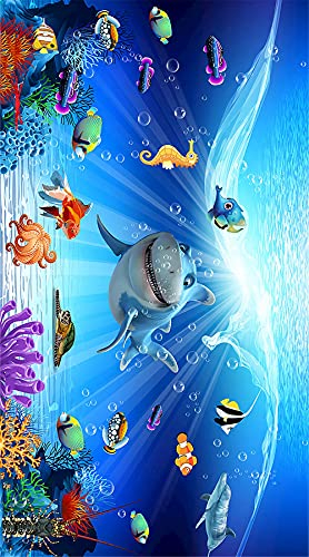 FEBE Strandtuch XXL Hai 100x180 cm Badetuch Groß 100% Mikrofaser Handtuch Stranddecke Sommer-Handtücher