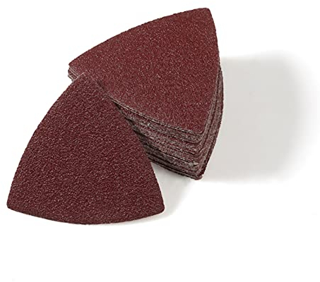 LEONTOOL 30 Pcs 3-1/8 Inch (80mm) Triangular Hook & Loop Oscillating Multitool Sanding Pads Triangle Sanding Pads 40 Grit No Hole Triangle Sandpaper Detail Sander Sandpaper for Wood Metal Polishing