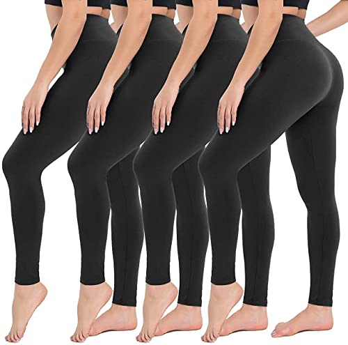 CAMPSNAIL Leggings Damen High Waist Blickdicht Leggings Weich Leggins Elastisch Sportleggins Lang Bauchweg Push Up Hose für Yoga Sport Gym(4*Schwarz, One Size(DE34-40))