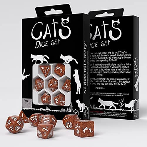 Q-Workshop Cats Dice Set: Muffin, Ginger-White