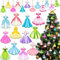 Amyhill 24 Pieces Princess Dress Ornaments for Christmas Tree Wooden Princess Hanging Ornaments for Christmas with Rope Xmas Gifts for Girls Party Supplies Decorations