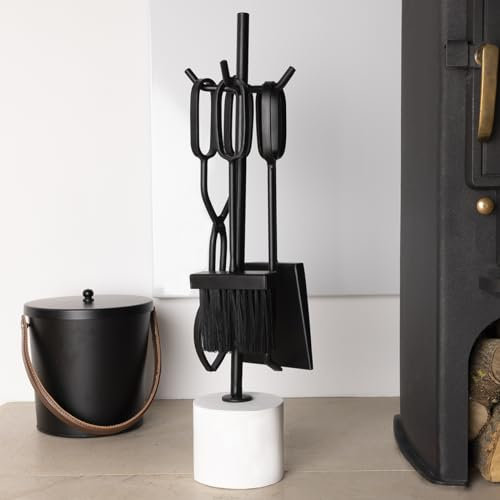Charles Bentley Fireside Companion Set 4-Piece Iron, Black, H60 x 15.5 cm