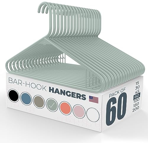 Robuste Kleiderbügel, hergestellt in den USA, Großpackungen erhältlich, robuster Kunststoff für Schrank und Kleidung (60 Stück, Minzgrün)