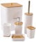 JETAINE 6 Pieces Bamboo Bathroom Accessories set, Luxury Modern Bathroom Accessory Bath Set, White Toilet Accessories w/Trash Can, Toothbrush Holder Cup, Soap Dish Holder, Soap Dispenser Gift