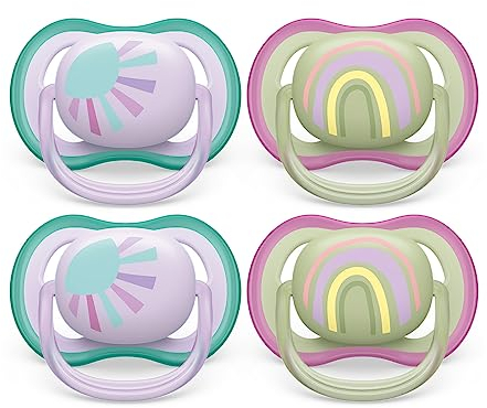 Philips Avent Ultra Air Schnuller, 4 x leichte, atmungsaktive Babyschnuller für Babys im Alter von 0-6 Monaten, BPA-frei, mit Sterilisator-Tragetasche, SCF085/51
