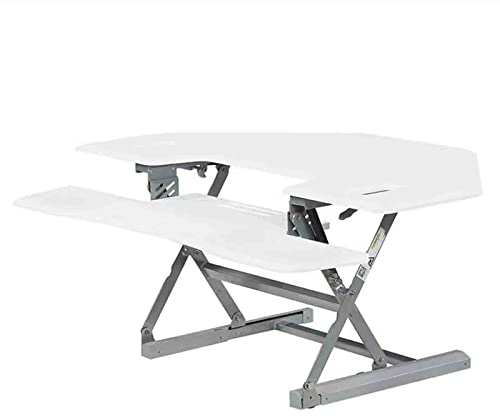 ASUMUI Stabiler Stand, Eck-Stehtisch-Konverter, extra großer 36-Zoll-Sitz-Steh-Schreibtisch, höhenverstellbarer Schreibtisch-Konverter (White)