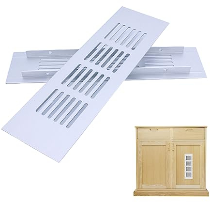 Griglia di Ventilazione in Alluminio,2 Griglia di Ventilazione Rettangolare,Argento Rettangolare Griglia di Ventilazione,Griglie Rettangolari per L'aria,Griglia di Ventilazione 50 x 200 mm,per Armadi