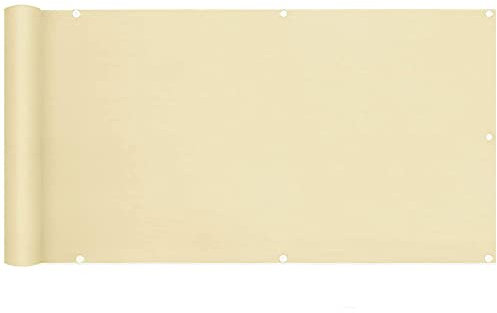 TEmkin Seitenmarkise, Sichtschutz, 0,85 X 7 M, Sonnenschutz, Sichtschutz, Zaun mit Ösen für Hinterhof-Terrasse, Beige
