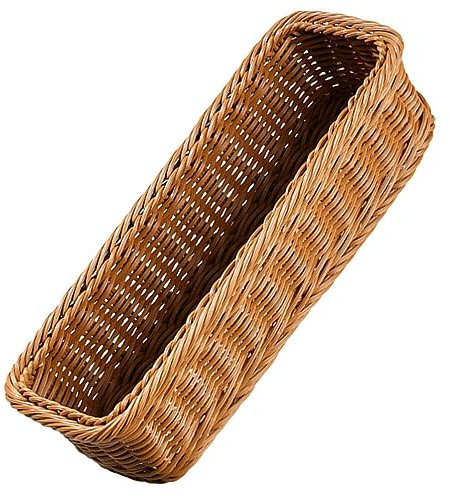 ABOOFAN Organisateur De Rangement De Couverts Tissé En Osier Porte-Ustensiles Panier Fourre-Tout En Argenterie Plateau À Pain En Rotin Plateau De Service Rectangulaire Pour Panier De
