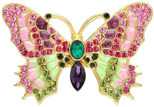 Tidefire Broche Insecte Broche Abeille Cristal Broche Libellule Broche Papillon Broche Strass Broche Animal Badge Pour Femme (4856 Couleur rose)