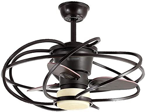 CIRCIR Living Room Ceiling Light Creative American Ceiling Fan Light Retro Industrial Fan Style Metal Cage Ceiling Light LED Mute Retro Fan Light