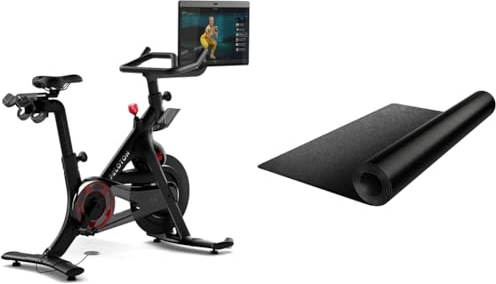 Peloton Bike+ | Indoor Stationary Exercise Bike with 24” HD, Anti-Reflective Rotating Touchscreen & Fahrradmatte | 182,9 x 91,4 cm mit 4 mm Dicke, kompatibel mit Peloton Bike oder Bike + Schwarz