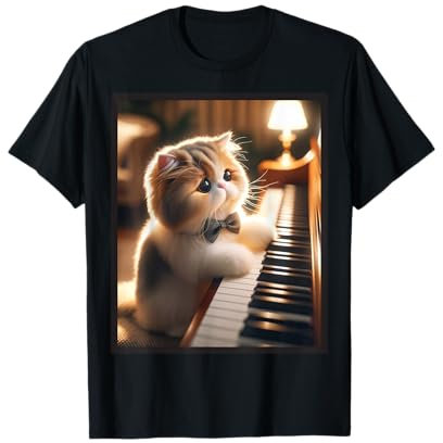 Katze spielt Klavier Niedliche lustige Katzen Kätzchen Klavier T-Shirt