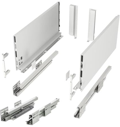 SOTECH Schubladensystem JUNKER SLIM mit Push to Open (weiß, Höhe 199 mm, Tiefe 550 mm, bis 35 Kg belastbar) Küchensschubkasten mit 13 mm schlanken Schubladenzargen