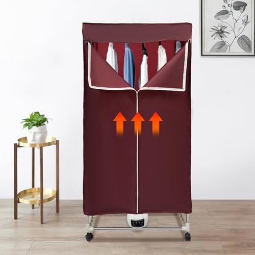 Estabeter Asciugatrice portatile da 1500 W, asciugatrice portatile con telecomando, asciugatrice di grande capacità, per la casa | rosso vinaccia, 70 x 50 x 150 cm |