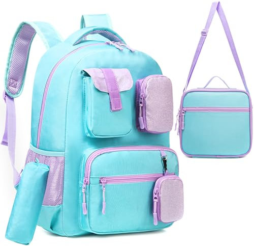 HTgroce Mochila Niña Escuela Primaria Mochilas Escolares Infantiles Lleva una lonchera y un Estuche para lápices 8-10 Años Mochilas Escolares Chica.