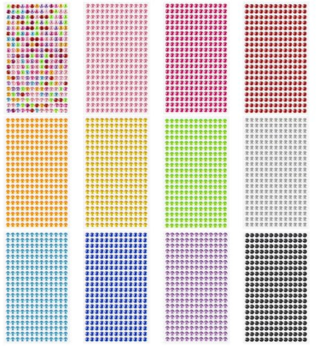Sularpek 3120 Particles Strass Visage, 12 Feuilles Strass Autocollant, Strass Autocollant Visage, Strass a Coller pour Visage, Corps, Ongles Nail Art, Artisanat Décoration, Maquillage Festival