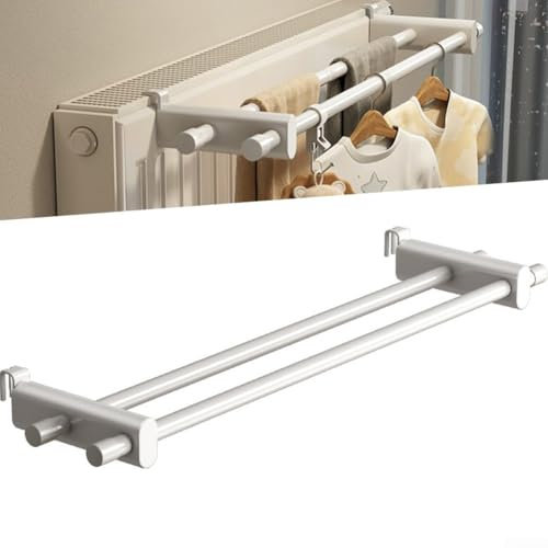 Porte-serviettes mural de 50 cm, barre de cuisine, porte-serviettes de bain à double tige, pour radiateur chauffant de 0,3 m à 2 m