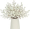 Donfulily 24 Pcs Artificial Berry Stems,8.7 Inch Holly Berry Picks for Christmas Tree Decorations Garland Wreath Making Supplies DIY Crafts Flower Arrangement (White)