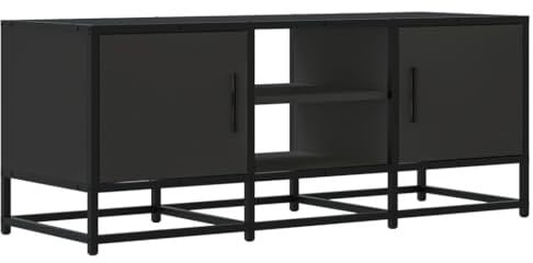 vidaXL Mueble de TV Madera de ingeniería y Metal Negro 100x35x41 cm, Soporte de TV, Banco de TV, Muebles para Equipos de música, aparador de TV