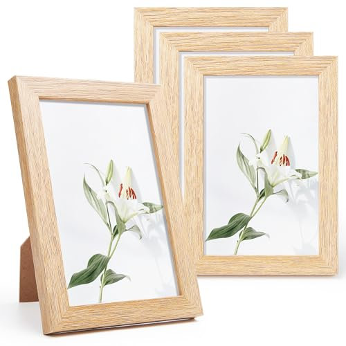 LEMON CLOUD Bilderrahmen Kleine - 10 x 15 HolzRahmen, 4er Set Holz Fotorahmen, MDF Rahmen A6 mit Bruchsicherem Acrylglas und Drehverschluss Rückwand