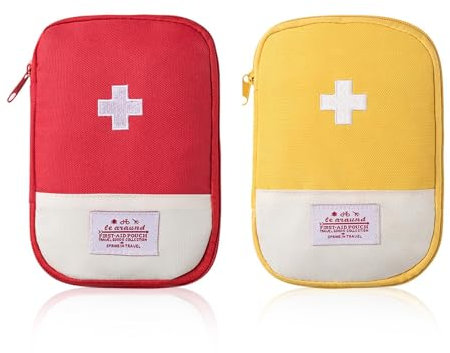 2 Pezzi Pronto Soccorso Portatile, Borsa Porta Medicine da Viaggio, per Situazioni di Emergenza a Casa, Ufficio, Viaggio, Mini Borsa di Pronto Soccorso