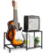 Bikoney 2-stöckiger Gitarrenständer mit Amp-Regal – Verstellbarer Gitarrenständer für mehrere Gitarren und Zubehör, Gitarrenhalter für Studio, Zuhause oder Bühne – Schwarz
