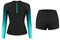 Charmo Women 2 Piece Rash Guard Set with Built-in Bra Long Sleeve Zip Front Swim Shirt Beach Surfing Swimsuits Green S