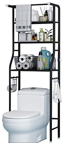 3-stöckiges Badezimmerregal mit Aufhängestange, platzsparende Toilette für effiziente Lagerung, vielseitige Heimdekoration, ideal für kleine Räume